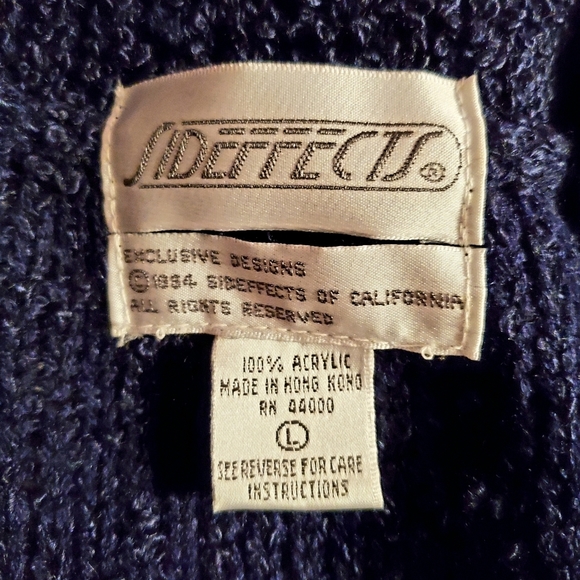 Vintage Navy Blue Boucle Knit Cardigan Sweater - Picture 5 of 5